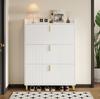 Shoe Cabinet with 3 Flaps, Narrow Shoe Rack, with 6 Compartments, White, Adjustable, Anti-Tip Device for Entrance Area, 80*23.5*123.5cm