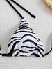Zebra Print Lace-Up Halter Neck Bikini Swimsuit 2025