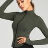 Women Full Zip-up Yoga Top Workout Running Jackets with Thumb Holes Stretchy Fitted Long Sleeve Crop Tops Activewear