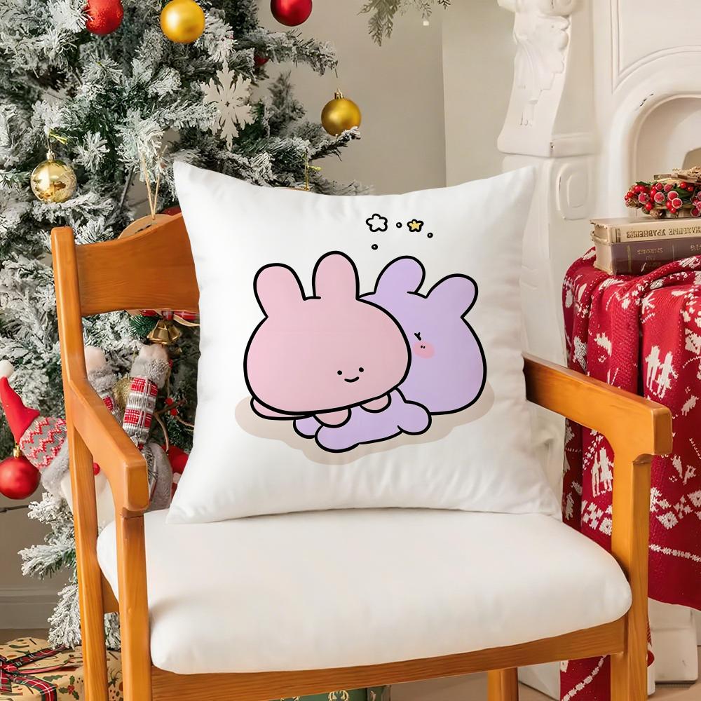 Cartoon AAsamimichan Cute Bunny Singer Pillow Case Silky Short Plush With Invisible Zipper Dustproof Sofa Cushion Cover