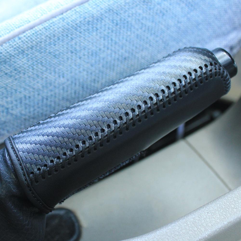 Carbon Fiber Car Leather Handbrake Cover Protective Sleeve Hand Brake Protection for Ford Focus 2012-2018 Accessories