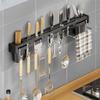 Stainless Steel Kitchen Storage Rack Wall-Mounted Knife Holder Detachable Storage Knife Rack With Multiple Brackets And Hooks