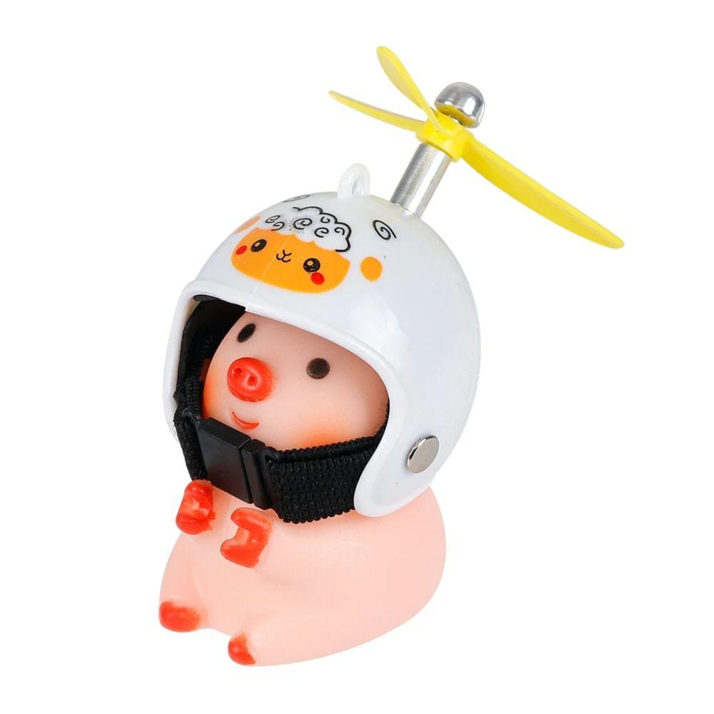 Propeller Little Pink Pig Ornaments Propeller Helmet Car Duck With Helmet  Motorcycle