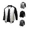 Autumn Men Long Raglan Sleeve Color Block Varsity Jacket Buttons Pocket Coat