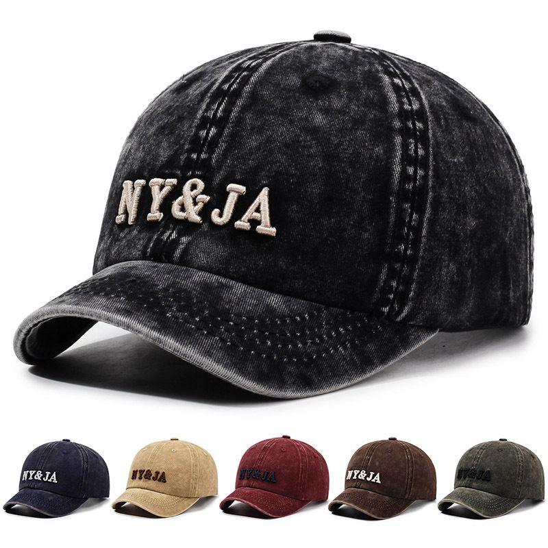 American Retro Baseball Cap Spring and Summer Short Brim Letter Embroidery Washed Old Cap Outdoor Sun Hat Unisex Retro Street Soft Top Sun Hat