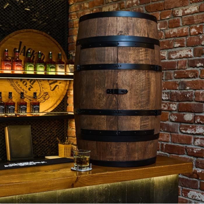 Casier à vin - Creative Cooper - Tonneau en bois - 80x50 cm - Finition wengé - Style vintage