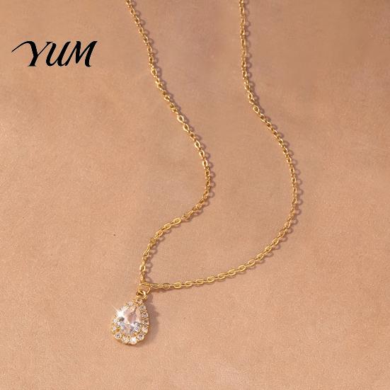 Dinner Party Statement Necklace Water Drop for Women, Cubic Zirconia Rhinestone Pendant Pendant, Sparkling Jewelry Cocktail Daily Wear Fashion