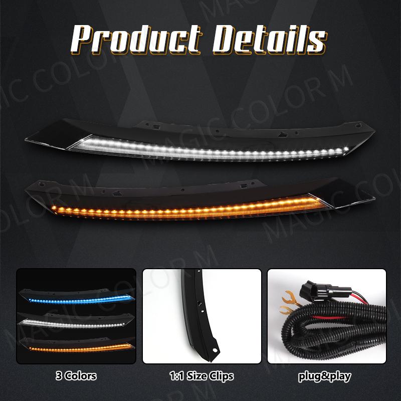 DRL For Honda Civic LED Headlight Eyebrow Daytime Running Light Dynamic Turn Signal Lamps 3 Colors 12V