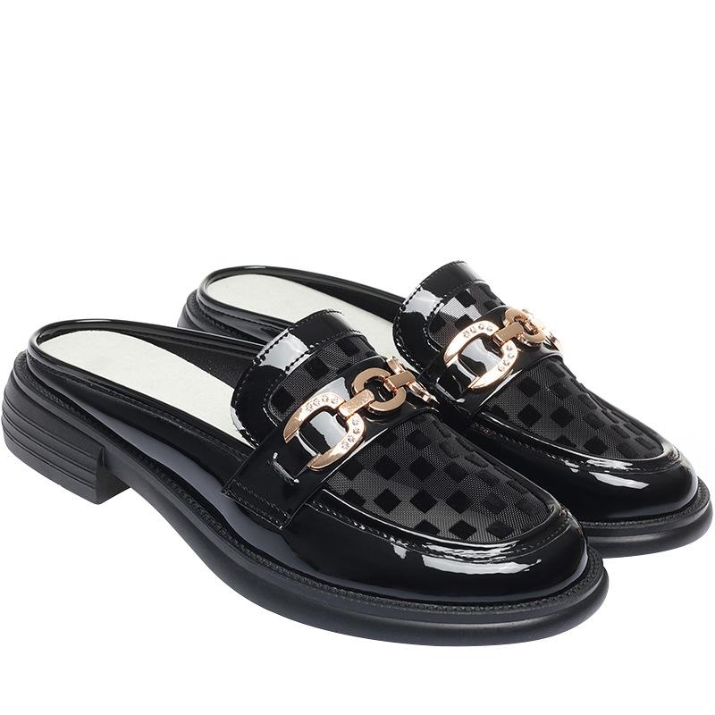 Мягкие кожаные мюли женские 2025 все сезоны новая мода слинбэк платформа металлическая отделка обувь тапочки сандалии досуг полые