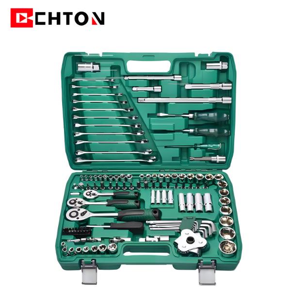 Набор из 121 инструмента: гаечный ключ с храповым механизмом и торцевой головкой с удлинителями