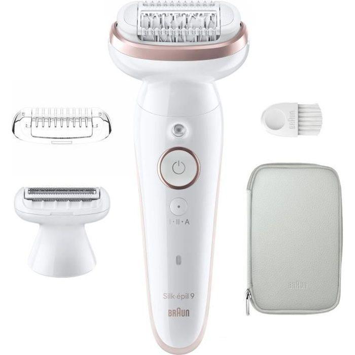 Electric Epilator - BRAUN - Silk-épil 9 - Easy Epilation - Long-lasting Soft Skin - 9-030 - White / Pink