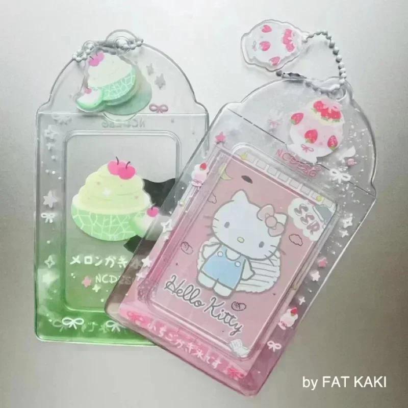 Original Design Summer Cheery Smoothie PVC Picture Frames with Chain Cute Ice Cream Photocard Holder for 3 Inch Kpop Card 2025