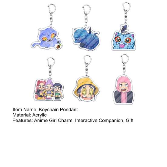 6Pcs Keychain Pendant Anime Girl Charm Car Key Chain Party Favor Backpack Accessories Holiday Gift Playful Companion