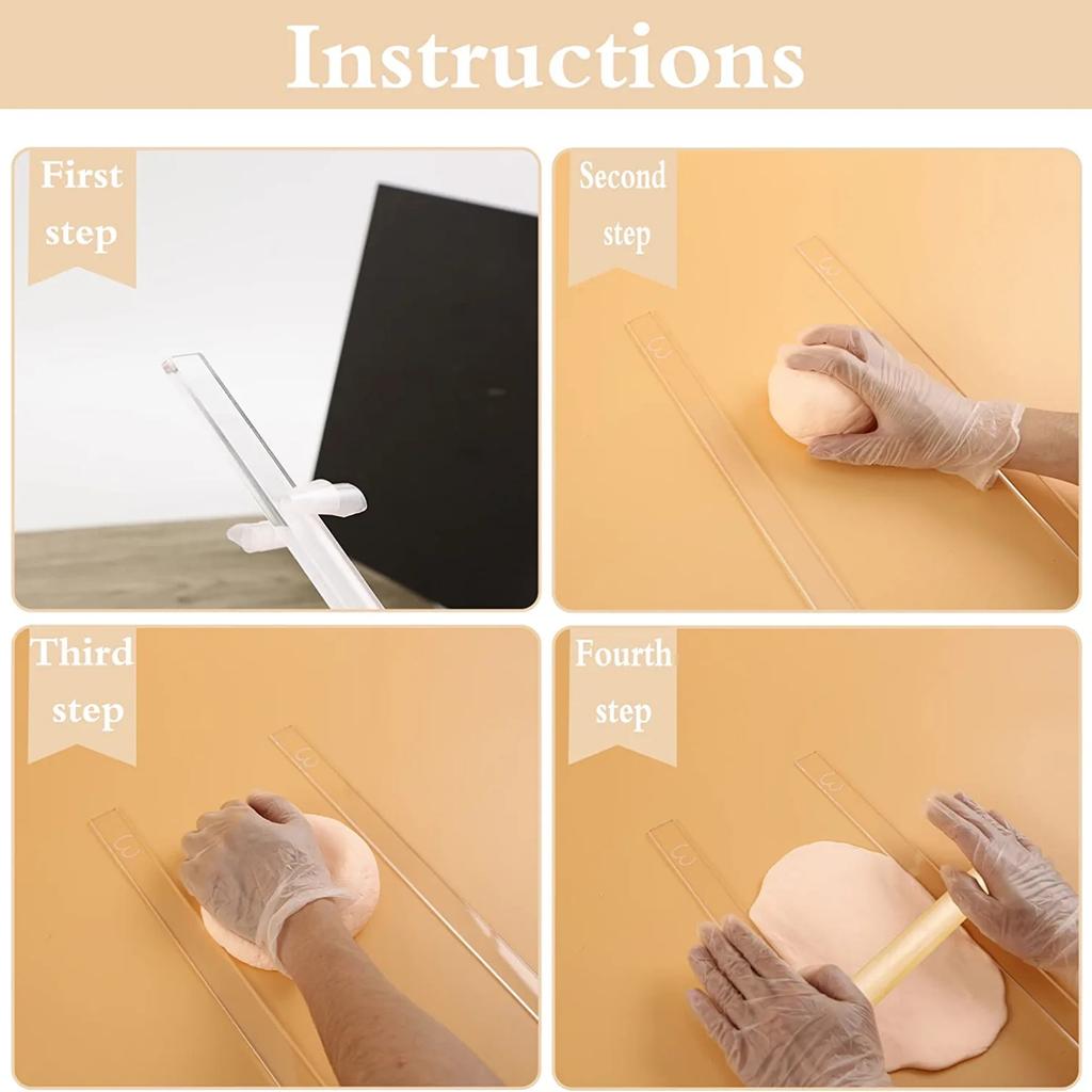 2Pcs Acrylic Rolling Pin Spacers Dough Thickness Guides Measuring Strip Pasta Supplies
