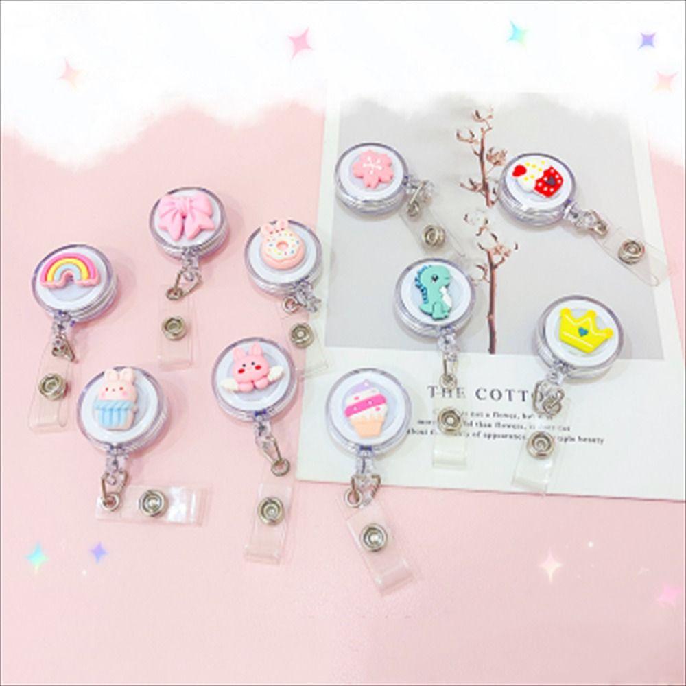 Students Cartoon Nurse Doctor ID Card Clips Badge Holder Name Card Holder Retractable Badge Reel