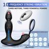Анальный вибратор Thrust Penis Ring, выдвижной массажер простаты с 3-моторным пультом дистанционного управления, 10 режимов анальной пробки, силиконовая мужская анальная игрушка