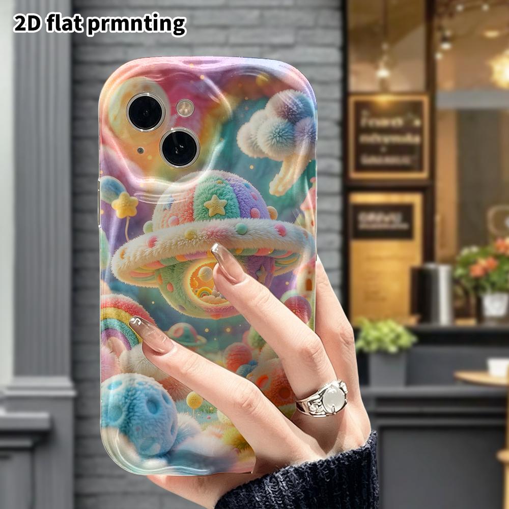 Phone Case: 2D flat, fits iPhone 18 17 16 15 14 13 12 Pro protective case, UFO planet, perfect Christmas and Halloween holiday gift