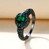 Personalized Trend Black Gold Emeralds 1 Stone Edge Set with Small Diamonds Ring
