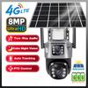 Уличная 4K 8MP Беспроводная Солнечная 4G Sim Двухобъективная Wi-Fi IP PIR HD Камера ночного видения V380Pro PTZ Охранный CCTV Монитор