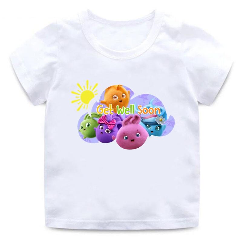New Sunny Bunnies Cartoon Kids Summer Casual Top Soft Tees Men Women Adults Children Boy Gril Kids Parent Child Cotton T shirt