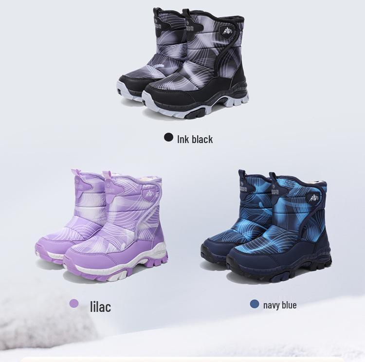 Детские зимние ботинки с высоким голенищем и флисовой подкладкой: Зимние ботинки с нескользящими стальными когтями для мальчиков и девочек