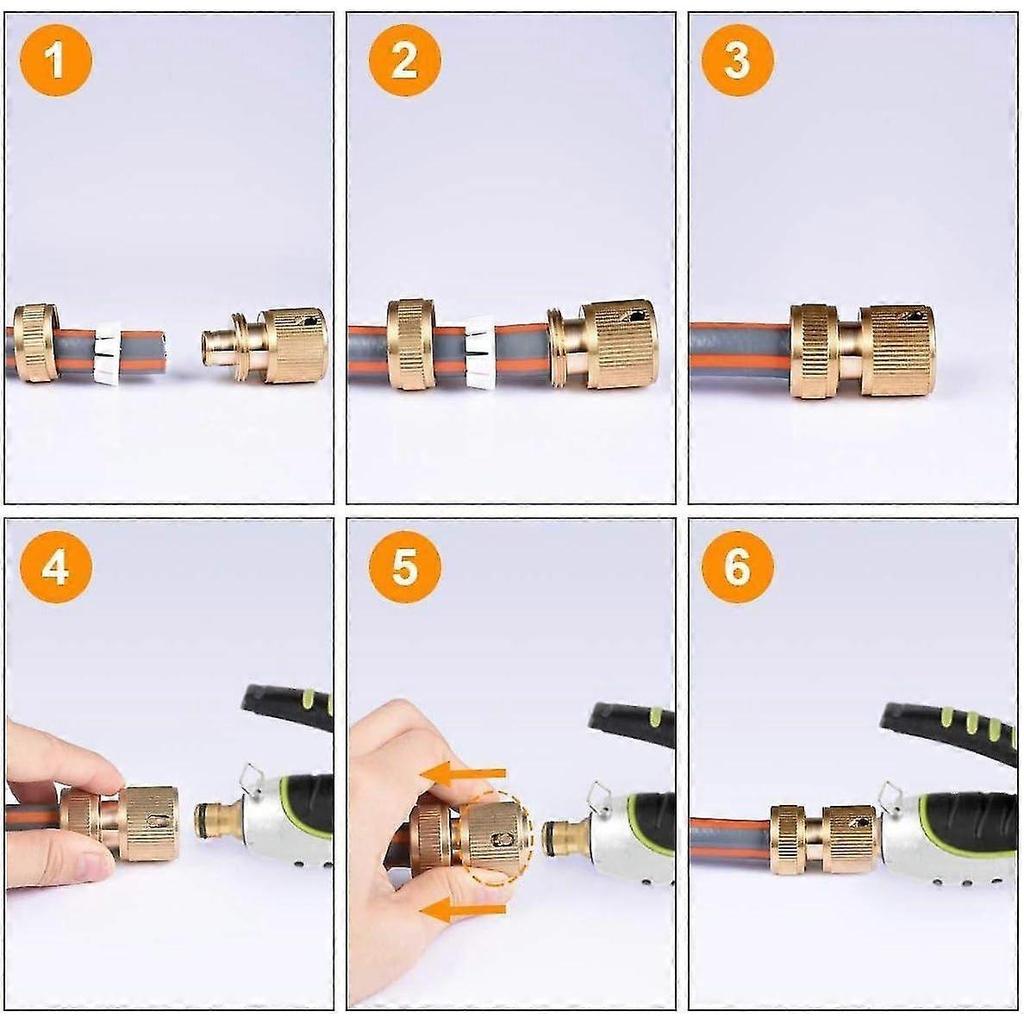 4pcs Brass Hose Connector Hose Quick Connector 1/2 Inch Garden Hose Quick Connector Quick Connector For Arro Hoses - DD