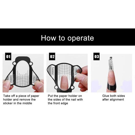 50 шт. модные прочные липкие пластиковые формы для ногтей, удлиненные, УФ-гелевые формы, бумажные наклейки, принадлежности