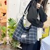 2025 New Autumn Satchel Simple Vitality Girl Style Large Capacity Plaid Pattern Casual Fashion Simple Women's Bag