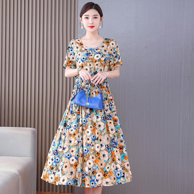Винтажное платье с цветочным принтом, женские летние повседневные длинные платья больших размеров