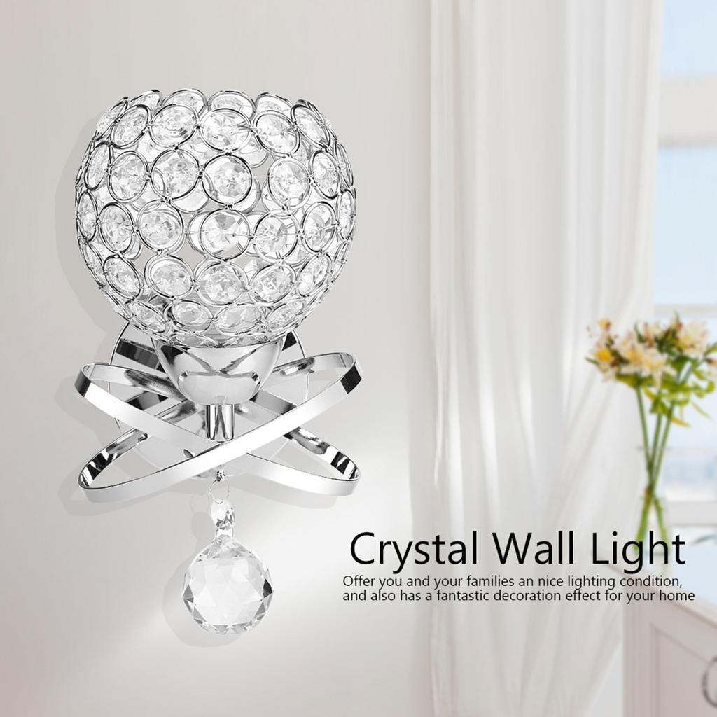 Modern Crystal Wall Lamp Bedside Night Light Bedroom Living Room Hall Lighting
