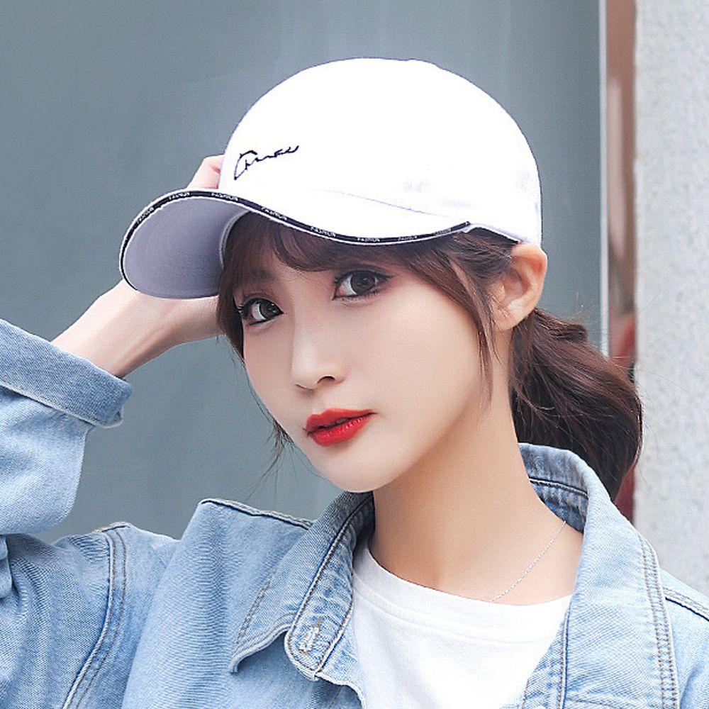 Sunshade Summer Soild Color Street Unisex Embroidery Korean Style Cap Baseball Hat Women Hat Letter
