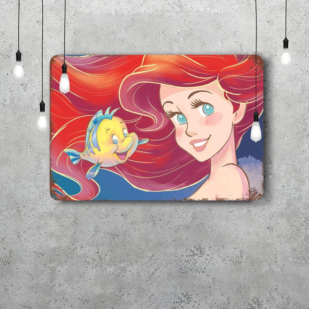 MINISO The Little Mermaid (Signature Edition) Decor Poster Tin Sign Metal Sign Decorative Plaque Pub Bar Cave Wall Decoration