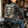 2026 Fall Loose Fit Denim Jacket Womens Printed Distressed Biker Style Outerwear