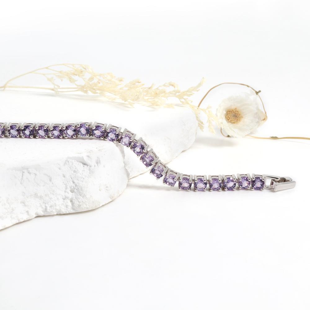 Браслет из натурального бразильского аметиста из стерлингового серебра 925 пробы, элегантное легкое, роскошное, изящное ювелирное украшение для женщин, наряд для банкета на годовщину