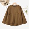 Women Casual Round Neck Loose Long Sleeve Solid Blouse