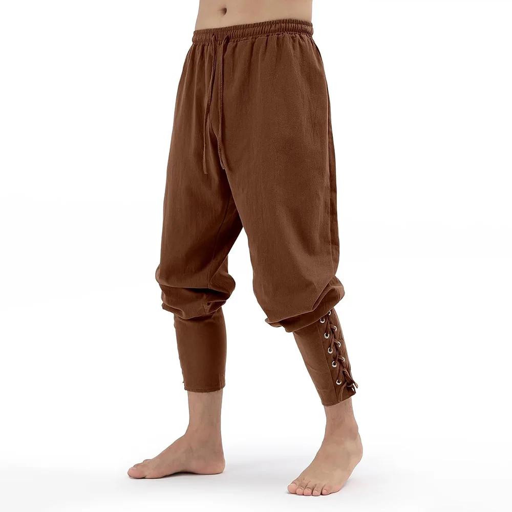 Мужские брюки весна-лето винтажные мужские средневековые викингские хлопковые льняные брюки модные на Хэллоуин винтажные мужские брюки