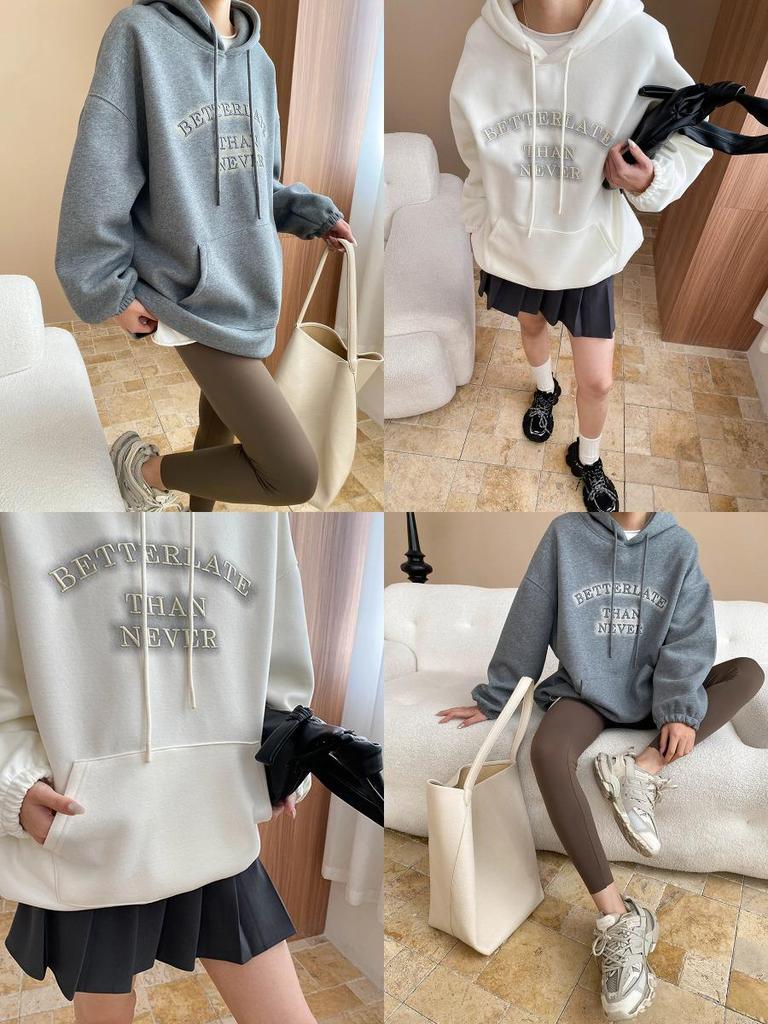 Синан Весенняя толстовка с капюшоном и вышитыми буквами в стиле пустоши SN7097