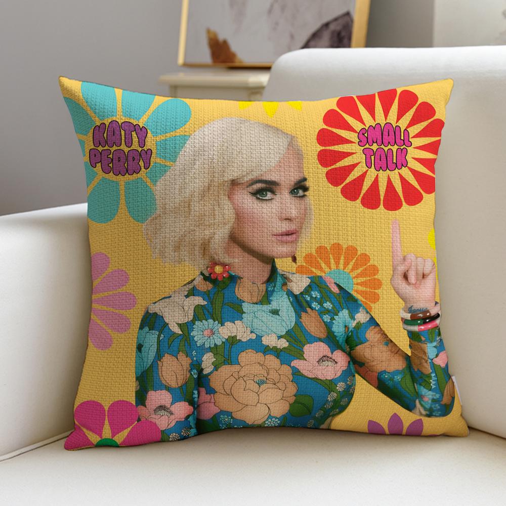 Pop KKaty PerryS Cushion Cover Breathable and skinfriendly linen pillowcase square removable and washable cushion
