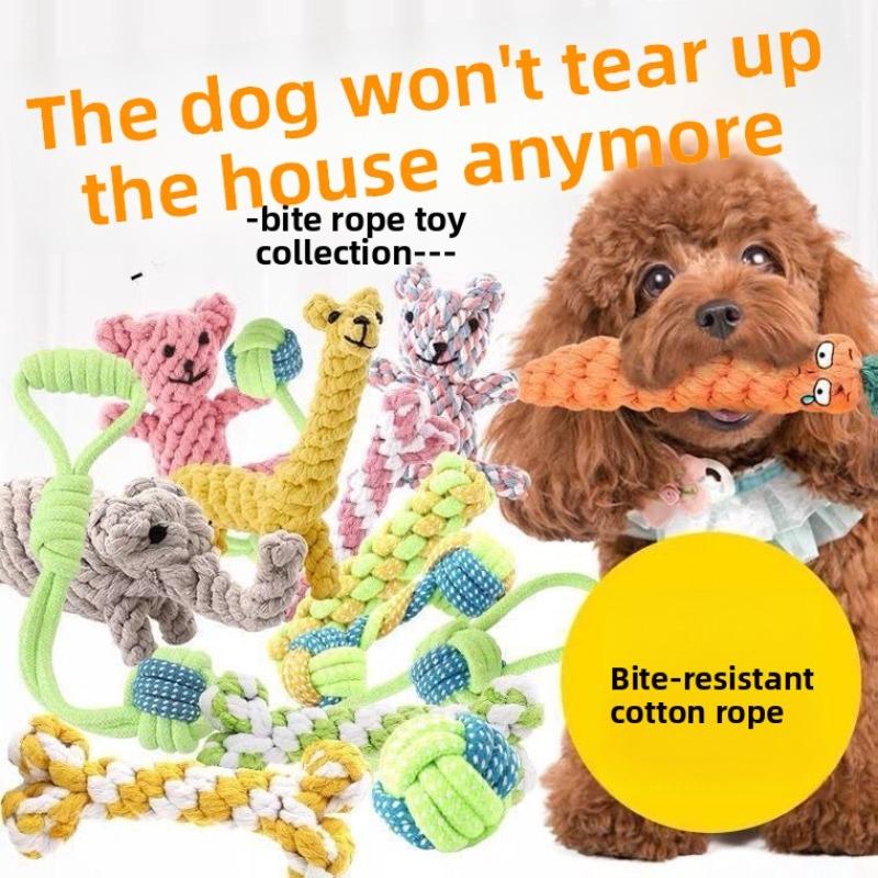 Dog Teething and Biting Cotton Rope Toys, Small and Medium-sized Dog Toys, Knot Toys, Frisbee Sets, Pet Supplies