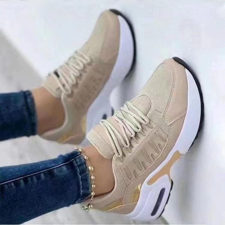 Sneakers New Fashion Wedge Platform Plus Size Casual Sports Shoes Women Lace-up Mesh Breathable Women's Vulcanized Shoes