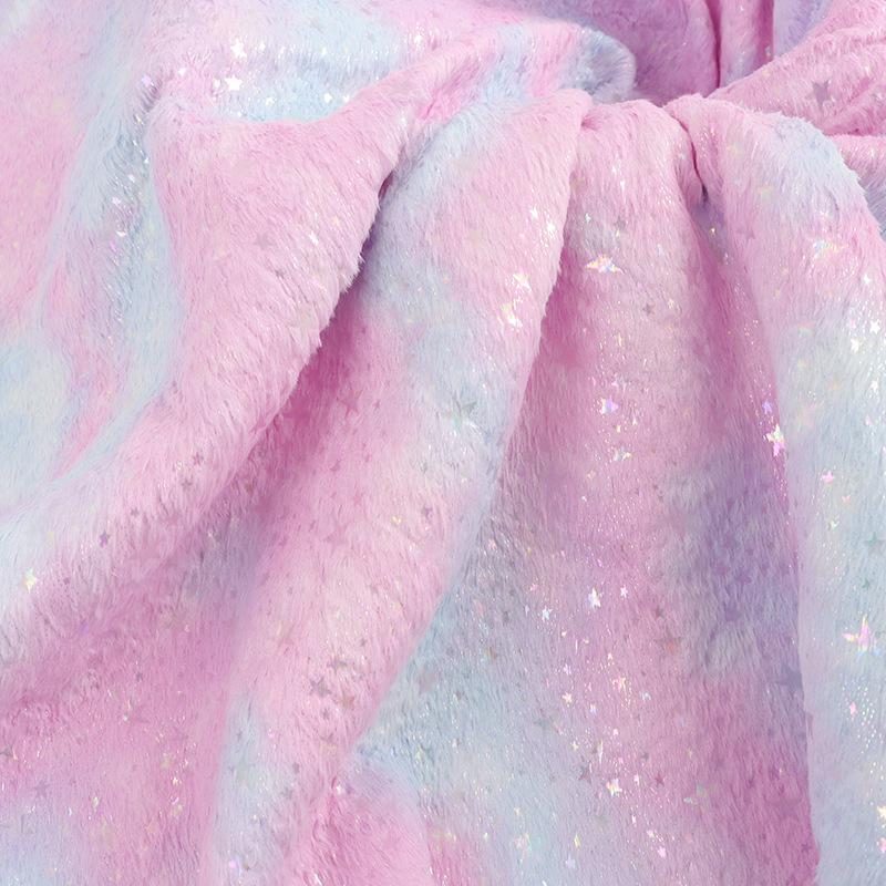 Разноцветная плюшевая ткань с узором в виде звезд из кроличьего меха для домашнего текстиля, одежды, подушек, обуви и шляп