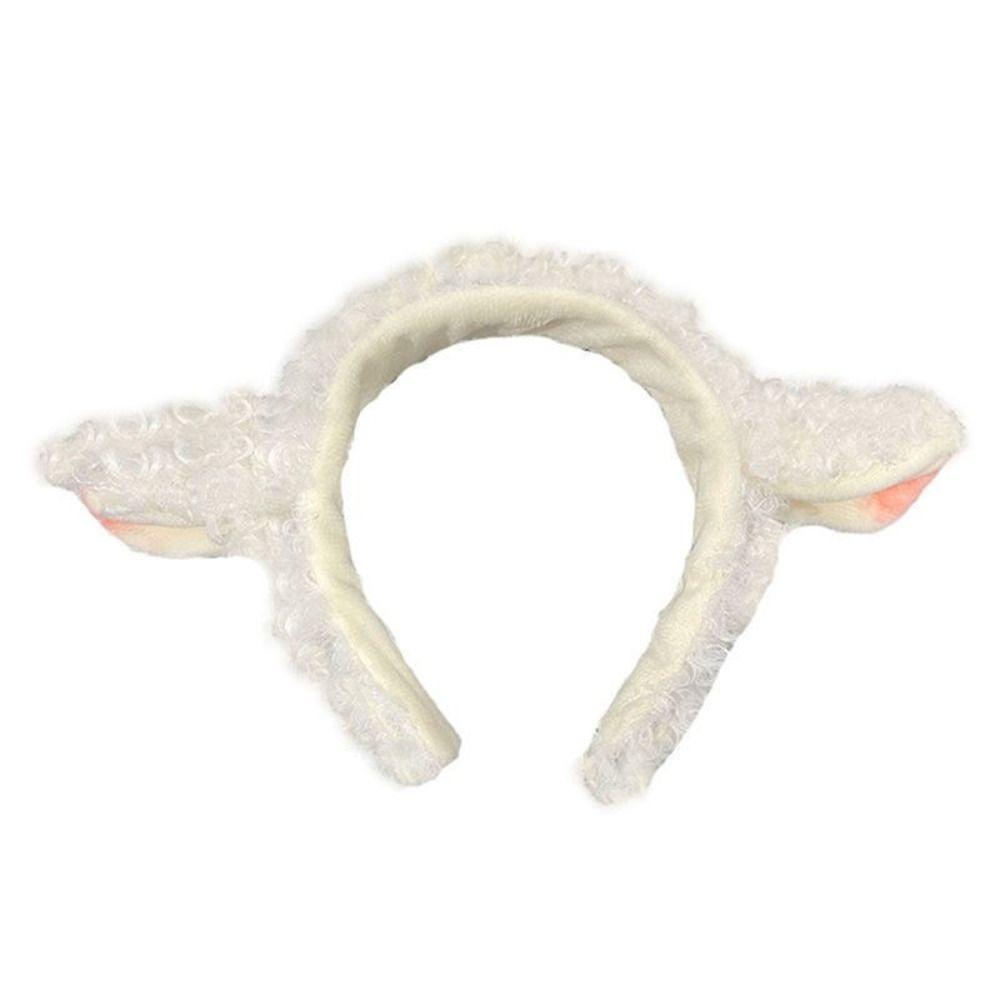 Sweet Lamb Ear Headband Anti-slip Cartoon Hairband Fashion Plush Hair Hoop for Woman Girls