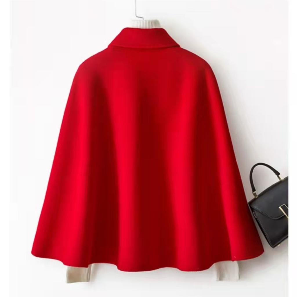 Autumn and Winter Short Woolen Jacket with  Elegance and Versatility Cape Coat for Women