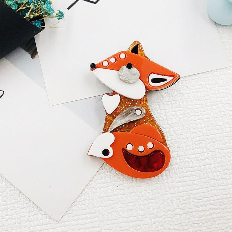 Blucome Acrylic Animal Brooch Lovely Fox Corsage for Women Girls Coat Hat Hijab Pins