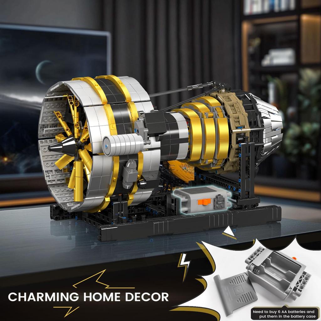 Mold King 10141 Aircraft Engine Model Block Set, Technical Aircraft Engine Clamp Block Set, Includes Motor and Box, Suitable for ChildrenAdults