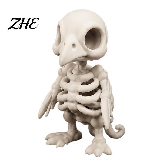 Halloween Party Table Decorations 3D Printed Gothic Vulture Skeleton Figurine,Spooky Bird Skull Statue, Mini Dark Style Window Decor Micro Landscape