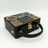 Boutique De FGG Retro Radio Case Box Clutch Black Acrylic Women Fashion Evening Party Totes Purse Shoulder Handbag Crossbody Bag