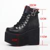 Унисекс готические панк ботильоны на щиколотке с каблуком 11 см и шнуровкой с застежкой-пряжкой