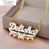 Customized Butterfly Necklace With Name Double Layer Two Tone With Butterfly Flower Personalized Name Necklace For Women Jewelry