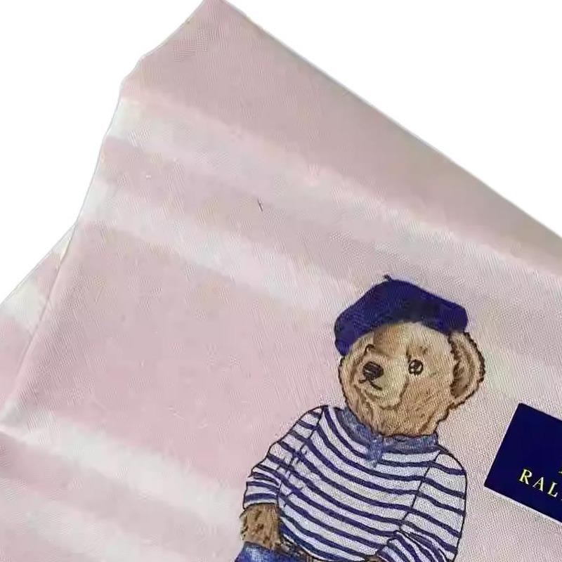 Polo Ralph Lauren Шелковый хлопковый шарф с принтом в полоску и узором из мишек, унисекс, парный стиль, розовый xfj 131